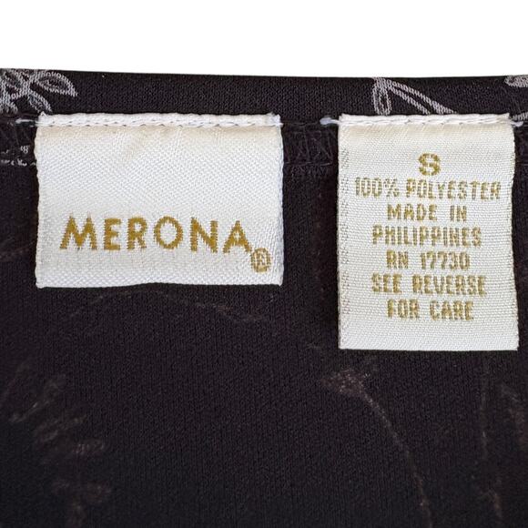 Merona Paisley Floral Wrap Skirt S Boho Minimalist Grunge Retro Black White - Picture 3 of 6